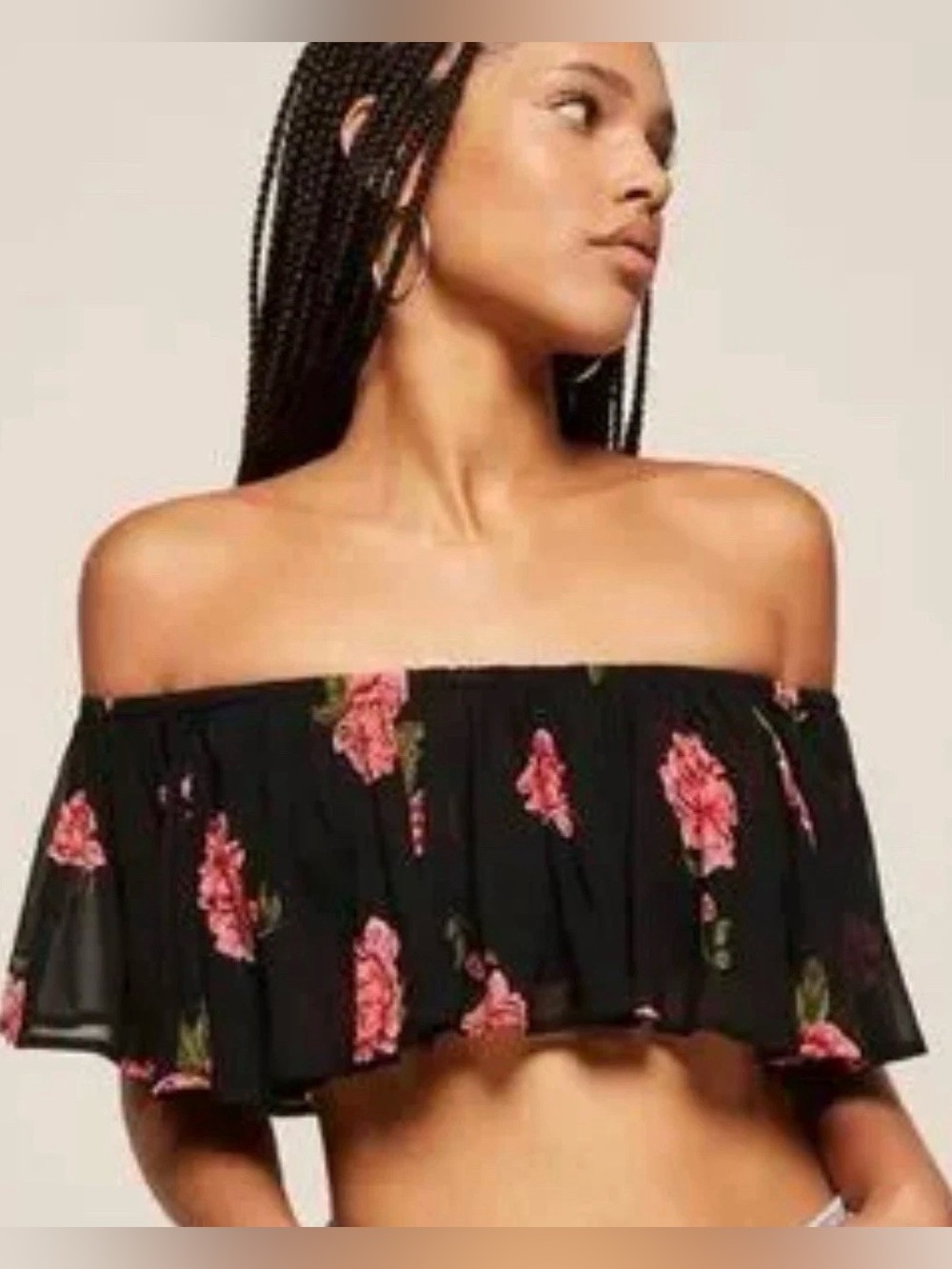 REFORMATION $145 Floral Crop Top Blouse Black Sz Small Boho Festival Cottagecore